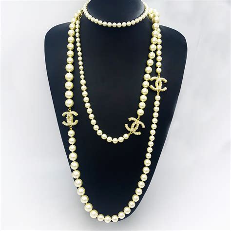 chanel no 5 necklace for sale|Chanel inspired long pearl necklace.